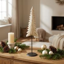 Artikel Holz Tannenbaum Deko Natur aus Paulownia-Holz H41cm mit Metallständer