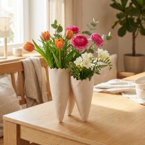 Artikel Deko Kegelvasen Keramik Beige 14,5x15x21cm für Trockenblumen