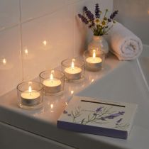 Artikel Teelichter Duftkerzen Lavendel Kamille Ø3,5 cm Weiss 12er Set