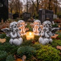 Artikel Engel-Figur mit Herz 5,5 cm, Polyresin, Grau, 6er-Set