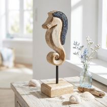 Artikel Seepferdchen Dekoration aus Mangoholz mit Perlen, 20 cm, maritim