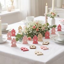 Artikel Holzengel Streudeko 4cm Pink Rosa Weiss, 72 Stück