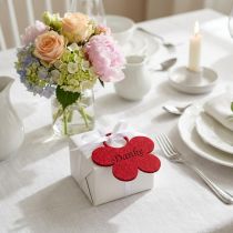 Artikel Filzblumen Anhänger mit Schriftzug „Danke“ 10cm bunt, 8er Set