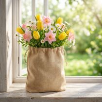 Artikel Jutetasche Geschenkbeutel mit Kunststofffolie 28×10×40cm Naturfarben
