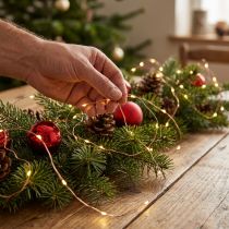 Artikel LED-Lichterkette mit 180 warmweissen Lämpchen für Innen- und Aussenbereich, Länge 8,95m