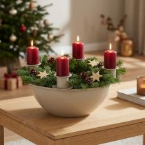 Artikel Kerzenschale Adventskranz Kunststoff Beige 15cm
