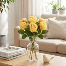Artikel Rosenstrauss aus künstlichen gelben Rosen 44 cm 6-teilig für Wohn- und Tischdekoration