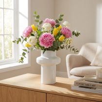 Artikel Deko Metall-Vase Cremeweiss Ø16,5cm H23,5cm – moderne Wohnraumdekoration