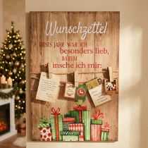Artikel Dekoschild aus Holz für Wunschzettel mit Klammern, 27×40 cm, Braun und Naturfarben
