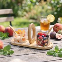 Artikel Tapas-Set mit Pfirsich-Motiv aus Glas und Holz 23×9×10,5cm