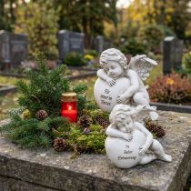 Artikel Engelfiguren aus Polyresin mit Herz und Inschrift 13 cm Grau 2er-Set für Zuhause und Dekoration
