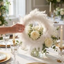 Artikel Weisser Federkranz 20cm für Hochzeit- und Osterdekoration