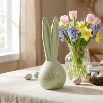 Artikel Keramik-Hasenkopf Deko Mintgrün mit Gold-Krakelee 28 cm für Ostern