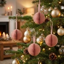 Artikel Wabenkugeln Papier Apricot Rosa Ø 7cm 4 Stück Weihnachten