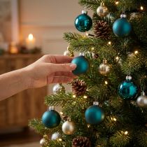 Artikel Christbaumkugeln Glas Matt und Glänzend 4cm Blau 24 Stück