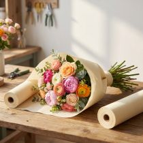 Artikel Floristen-Krepppapier Champagner Creme 10 cm x 250 cm, 2 Rollen