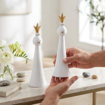 Artikel Froschkönig Dekofigur aus Polyresin Weiss Gold H19,5cm 2er-Set