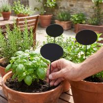 Artikel Pflanzetiketten aus Holz, oval, schwarz, 19 cm, 12 Stück – Garten- und Kräuterstecker