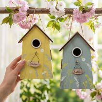 Artikel Hängedeko aus Holz – Set mit 2 Vogelhäusern 19,5 cm Gelb und Blau