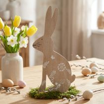Artikel Osterhase aus Holz sitzend 20x40cm mit Blumendekor für Innen-Dekoration