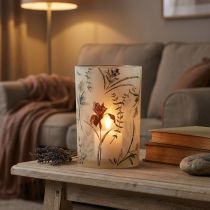 Artikel Teelichthalter aus Glas mit floralem Design 18 cm