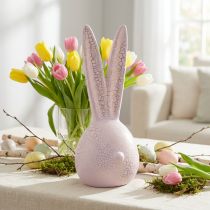 Artikel Hasenkopf Osterhase Dekoration Keramik Rosa-Gold Krakelee 16,5 x 16 x 40 cm