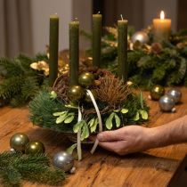 Artikel Christbaumkugeln Glas glänzend Oliv & Silbergrau 5 cm 24-teilig