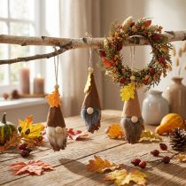 Artikel Zapfenwichtel Anhänger aus Naturmaterial, H10-12 cm, 6 Stück, Herbstdeko für Innen