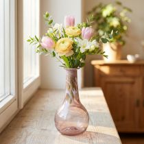 Artikel Mini Glasvase Lila mit Marmorierung Ø7,5cm H15cm für Blumendekoration
