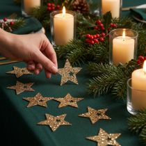 Artikel Streudeko Holzsterne Natur Gold Glitter Ø 5 cm 72 Stück Weihnachten