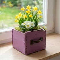 Artikel Pflanzkasten Holz Vintage-Look Lila 12,5cm quadratisch mit Folieneinsatz