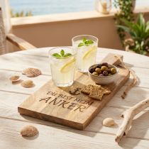 Artikel Holztablett mit Anker-Motiv und Jutekordel, 37,5 cm, Naturfarben