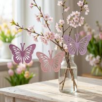 Artikel Dekohänger Schmetterlinge Holz Lila Pink Rosa 12cm 12 Stück