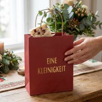 Artikel Geschenktüten Papier Rot „Eine Kleinigkeit“ mit Henkeln 16×8×16cm 6 Stück