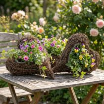 Artikel Rebe Pflanzherz Deko-Herz aus Holz und Draht, DIY Geschenkidee, Garten Tischdeko, Wanddeko Herzform, Set 3 Stück 30x20x6cm