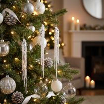 Artikel Christbaumschmuck Eiszapfen Kunststoff Silber Klar 15cm 8 Stück