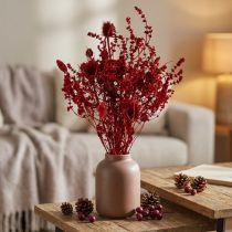 Artikel Trockenblumenstrauss Weinrot mit Disteln, Gräsern und Ähren 40cm 80g für Innenbereich