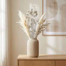 Artikel Trockenblumenstrauss Erdbeerdistel 100g Weiss Gefärbt, 60cm