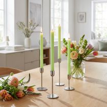 Artikel Durchgefärbte Stabkerzen aus Wachs Hellgrün Ø 22×240 mm – Set mit 12 Stück