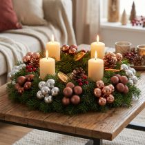 Artikel Mini Weihnachtskugeln Glas Silber Apricot Draht Ø25mm 140 Stück