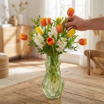 Artikel Glasvase mit Tulpenmotiv 30 cm Grün