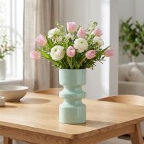 Artikel Blumenvase aus Metall mit Emaillebeschichtung in Mintgrün Ø 9 cm H 17,5 cm
