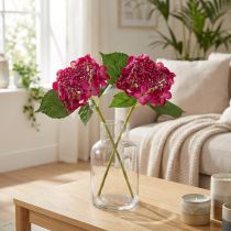 Artikel Künstliche Hortensienzweige Pink mit Blüten und Blättern 43 cm 2 Stück
