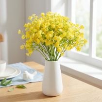 Artikel Gypsophila künstlich gelbe Blüten Metallkern 46cm 4 Stiele