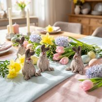 Artikel Keramik-Deko Osterhasen Braun-Grau H7cm – Set mit 6 Stk.