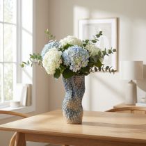 Artikel Vase aus Keramik in Blau und Beige, 20 cm, Geschwungene Form