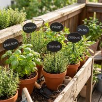 Artikel Ovale Beetstecker aus Holz Schwarz 17,5 cm – Set mit 12 Stück für Garten und Dekoration