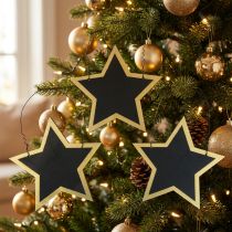 Artikel Holzsterne Schwarz-Gold 15 cm Dekohänger Weihnachten 8 Stück