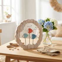 Artikel Tischdekoration Holzring mit Fischen und Möwen 28 cm Natur Blau Rot