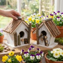 Artikel Dekorations-Nistkasten aus Holz, Set mit 2 Vogelhäusern, Weiss-Braun, 14,5 cm